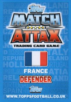 2012 Topps Match Attax Eurostars #61 Anthony Reveillere Back