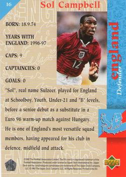 1998 Upper Deck England #16 Sol Campbell Back