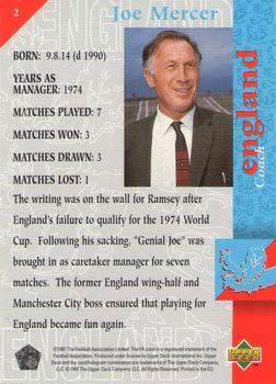 1998 Upper Deck England #2 Joe Mercer Back
