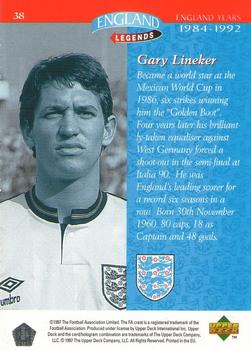 1998 Upper Deck England #38 Gary Lineker Back