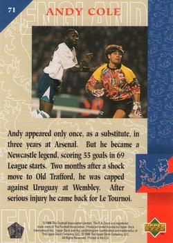 1998 Upper Deck England #71 Andy Cole Back