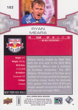 2012 Upper Deck MLS #102 Ryan Meara Back
