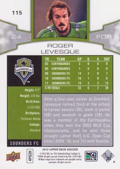 2012 Upper Deck MLS #115 Roger Levesque Back