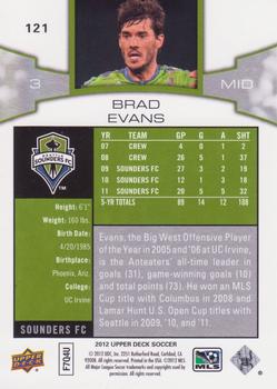 2012 Upper Deck MLS #121 Brad Evans Back