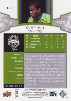 2012 Upper Deck MLS #123 O'Brian White Back