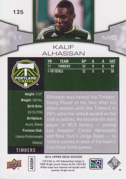 2012 Upper Deck MLS #135 Kalif Alhassan Back