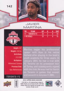 2012 Upper Deck MLS #142 Javier Martina Back