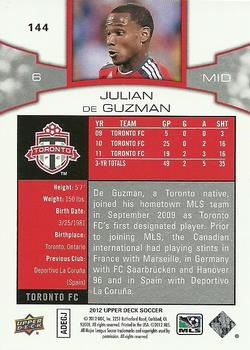 2012 Upper Deck MLS #144 Julian De Guzman Back