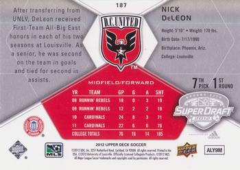 2012 Upper Deck MLS #187 Nick DeLeon Back
