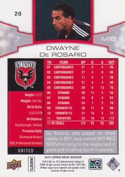 2012 Upper Deck MLS #20 Dwayne De Rosario Back