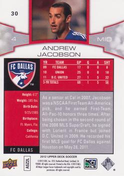 2012 Upper Deck MLS #30 Andrew Jacobson Back