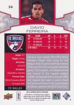 2012 Upper Deck MLS #34 David Ferreira Back