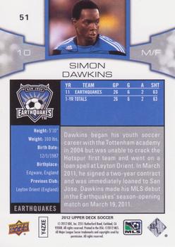2012 Upper Deck MLS #51 Simon Dawkins Back