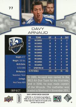 2012 Upper Deck MLS #77 Davy Arnaud Back