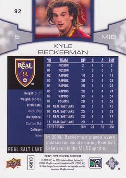 2012 Upper Deck MLS #92 Kyle Beckerman Back