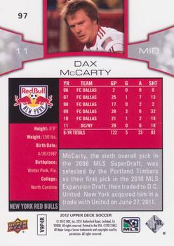 2012 Upper Deck MLS #97 Dax McCarty Back