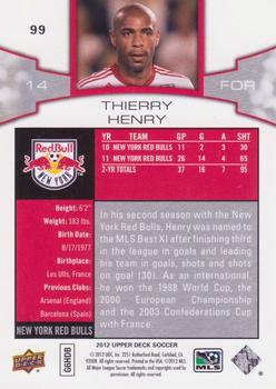 2012 Upper Deck MLS #99 Thierry Henry Back