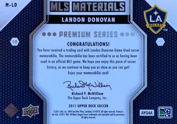 2011 Upper Deck MLS - MLS Materials Premium Series #M-LD Landon Donovan Back