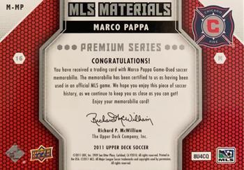 2011 Upper Deck MLS - MLS Materials Premium Series #M-MP Marco Pappa Back