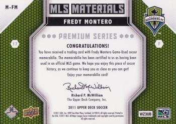 2011 Upper Deck MLS - MLS Materials Premium Series #M-FM Fredy Montero Back