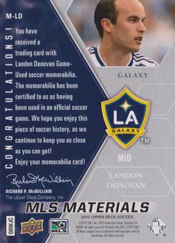 2012 Upper Deck MLS - MLS Materials #M-LD Landon Donovan Back