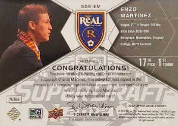 2012 Upper Deck MLS - Super Draft Signatures #SDS-EM Enzo Martinez Back