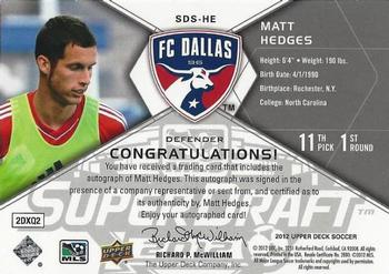 2012 Upper Deck MLS - Super Draft Signatures #SDS-HE Matt Hedges Back
