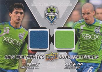 2012 Upper Deck MLS - MLS Teammates Dual Materials #TM-SEA Osvaldo Alonso / Fredy Montero Front