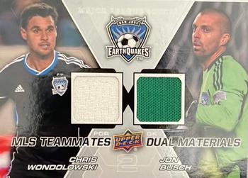 2012 Upper Deck MLS - MLS Teammates Dual Materials #TM-SJ Jon Busch / Chris Wondolowski Front