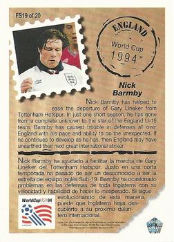 1993 Upper Deck World Cup Preview (English/Spanish) - Future Stars #FS19 Nick Barmby Back