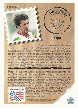1993 Upper Deck World Cup Preview (English/Spanish) - Future Stars #FS6 Figo Back