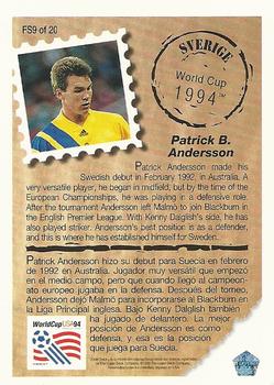 1993 Upper Deck World Cup Preview (English/Spanish) - Future Stars #FS9 Patrik Andersson Back