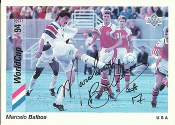 1993 Upper Deck World Cup Preview (English/Spanish) - USA Autographed #28 Marcelo Balboa Front