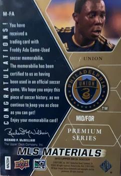 2012 Upper Deck MLS - MLS Materials Premium Series #M-FA Freddy Adu Back