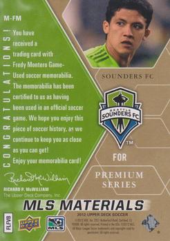 2012 Upper Deck MLS - MLS Materials Premium Series #M-FM Fredy Montero Back