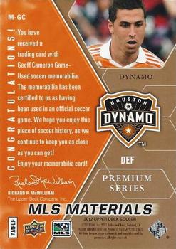 2012 Upper Deck MLS - MLS Materials Premium Series #M-GC Geoff Cameron Back