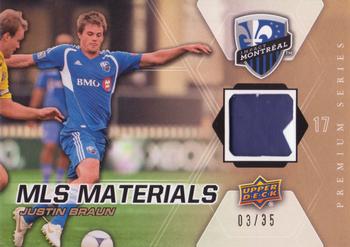 2012 Upper Deck MLS - MLS Materials Premium Series #M-JB Justin Braun Front