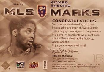 2012 Upper Deck MLS - MLS Marks #MA-AS Alvaro Saborio Back