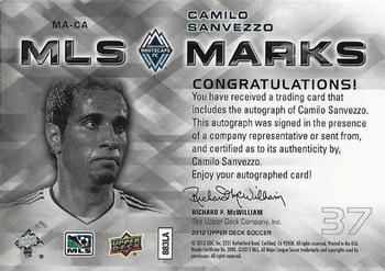 2012 Upper Deck MLS - MLS Marks #MA-CA Camilo Sanvezzo Back