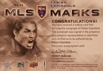 2012 Upper Deck MLS - MLS Marks #MA-FE Fabian Espindola Back