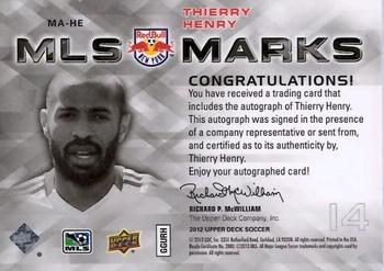 2012 Upper Deck MLS - MLS Marks #MA-HE Thierry Henry Back