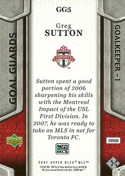 2007 Upper Deck MLS - Goal Guards #GG5 Greg Sutton Back
