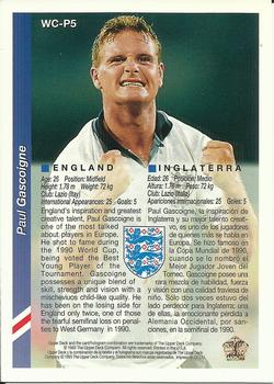 1993 Upper Deck World Cup Preview (English/Spanish) - Promos #WC-P5 Paul Gascoigne Back