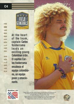 1993 Upper Deck World Cup Preview (English/Spanish) - Field Generals #C4 Carlos Valderrama Back