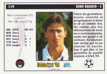 1994 Joker Italian League #119 Dino Baggio Back