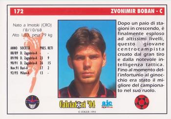 1994 Joker Italian League #172 Zvonimir Boban Back