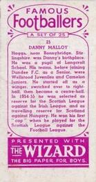 1955 D.C. Thomson / The Wizard Famous Footballers Coloured Mauve back #25 Danny Malloy Back