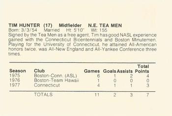 1978 New England Tea Men  #17 Tim Hunter Back