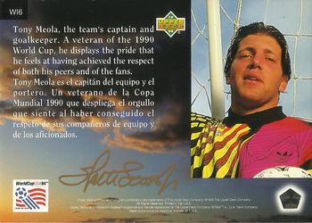1994 Upper Deck World Cup Contenders English/Spanish - Walter Iooss Portraits #WI6 Tony Meola Back