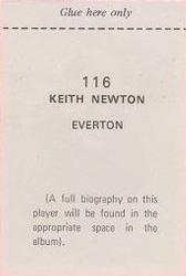 1970-71 FKS Publishers Soccer Stars Gala Collection Stickers #116 Keith Newton Back